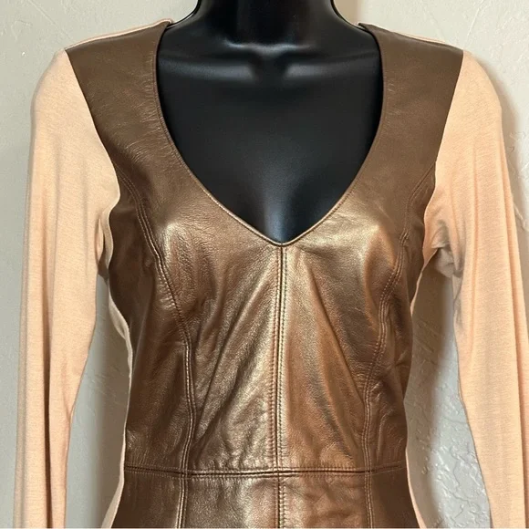 Brown Faux Leather Dress - Picture 2 of 8